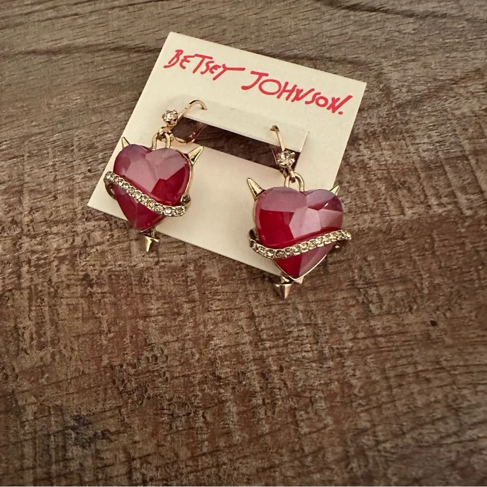 Betsey Johnson Devil Heart Drop Earrings